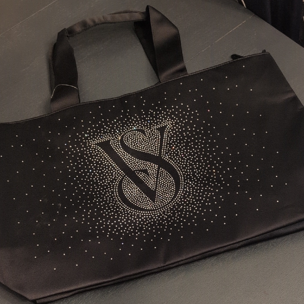 Victoria's Secret Black Tote with Rhinestone Design